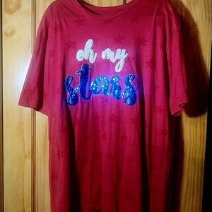 ⭐️❤️🤍💙Oh My Stars Red Short Sleeve Tee Size 2XL